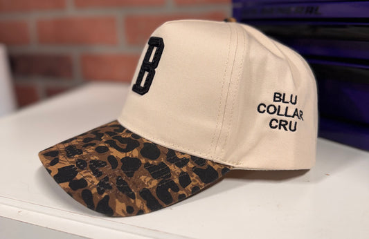 Blu Collar Cru “B Bold” Hat – Leopard Black & Tan Edition